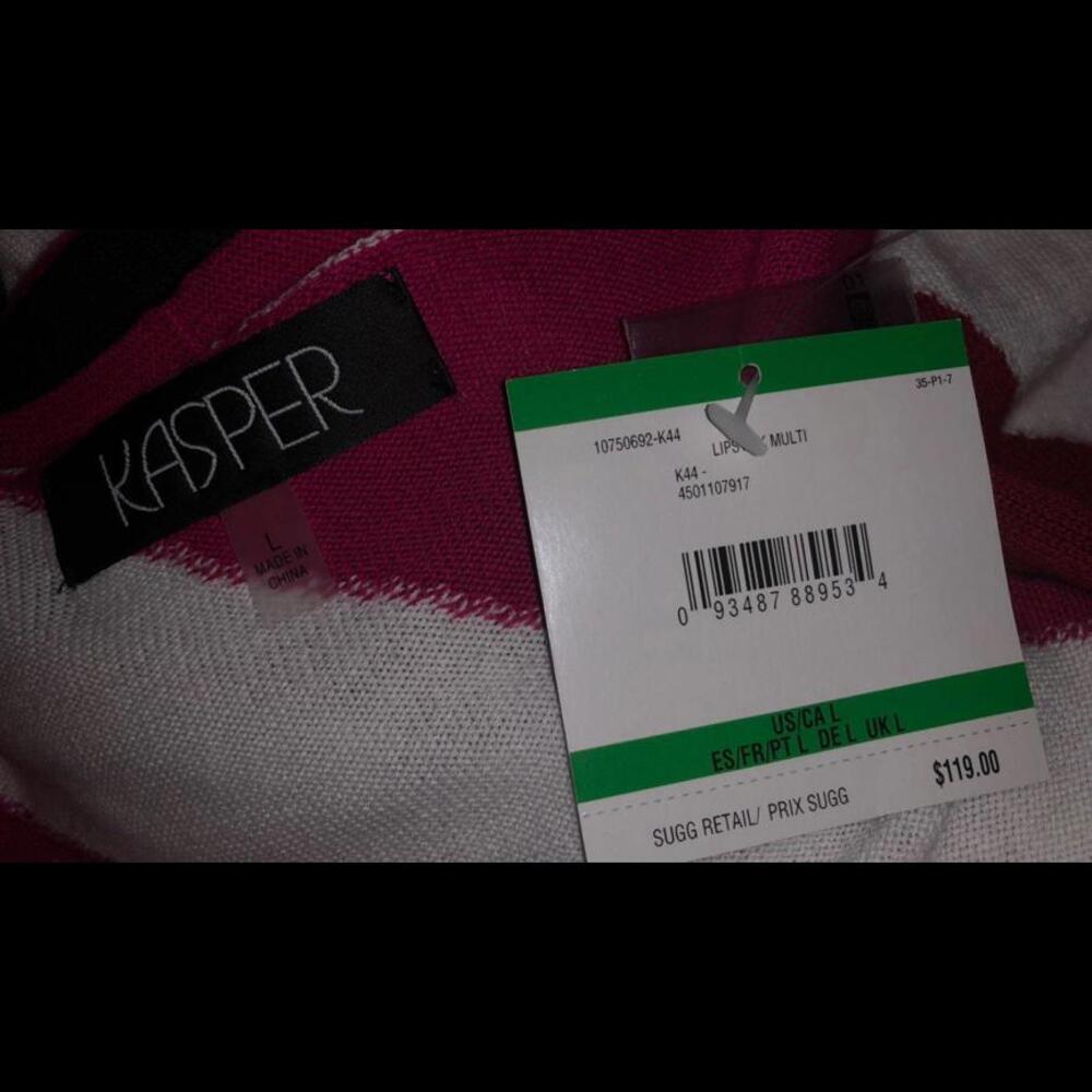 NWT KASPER Colorblock Cardigan Sweater L - Picture 7 of 7